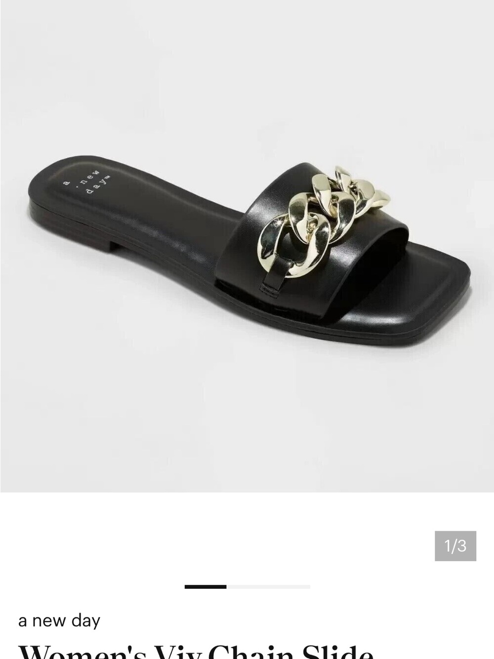 NWOT a new day Women's Viv Chain Slide Black with Chain